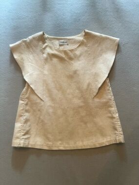SAM & LAVI Beige Linen Short Sleeve Top - Size Large - Elevated Basics